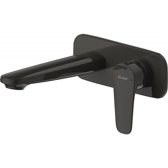 Смеситель для раковины настенный Bravat Source Black P8173218BW-ENG, черный, Цвет производителя: чёрный - фото 