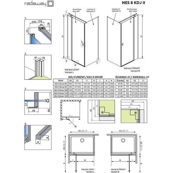 Душевое ограждение Radaway Nes 8 KDJ II 120x70 см R (стекло 8 мм), хром/прозрачное - фото 9