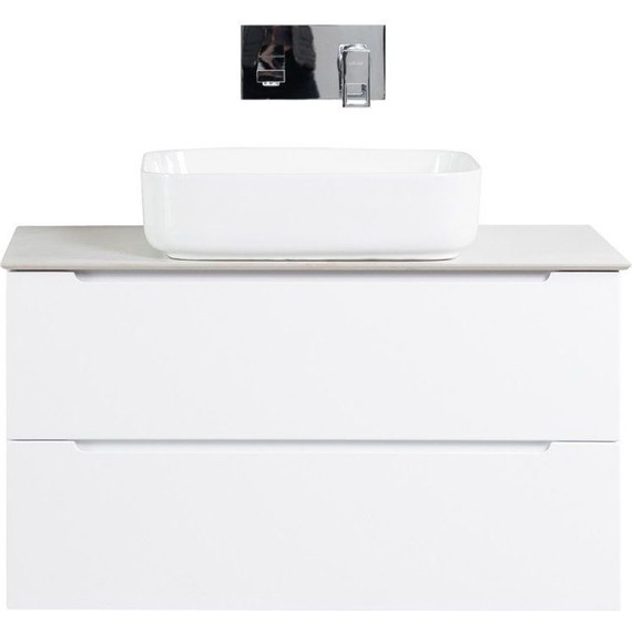 Тумба подвесная со столешницей BelBagno ETNA-1000-2C-SO-BL-P 100 см, Bianco Lucido/Bianco Opaco, Цвет фасада: Bianco Lucido - фото 