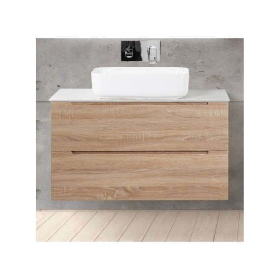 Тумба подвесная со столешницей BelBagno ETNA-900-2C-SO-WO-P 90 см, Rovere Bianco/Bianco Opaco, Цвет фасада: Rovere Bianco - фото 