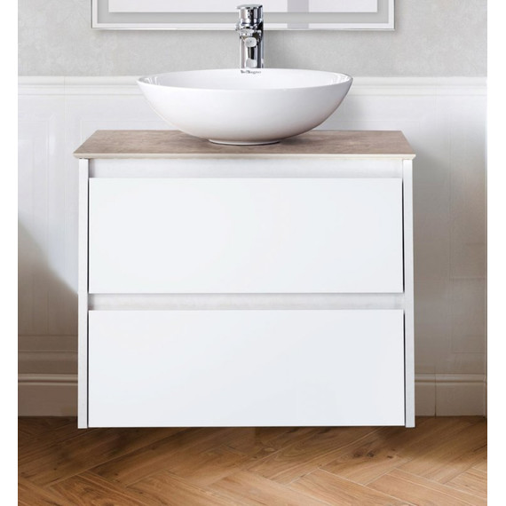 Тумба подвесная со столешницей BelBagno KRAFT-600-2C-SO-BO 60 см, Bianco Opaco/Cemento - фото 