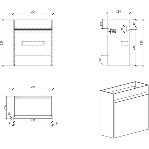 Тумба подвесная с раковиной BelBagno 46 см PIETRA MINI-460-1A-SO-PT-L, камень - фото 7