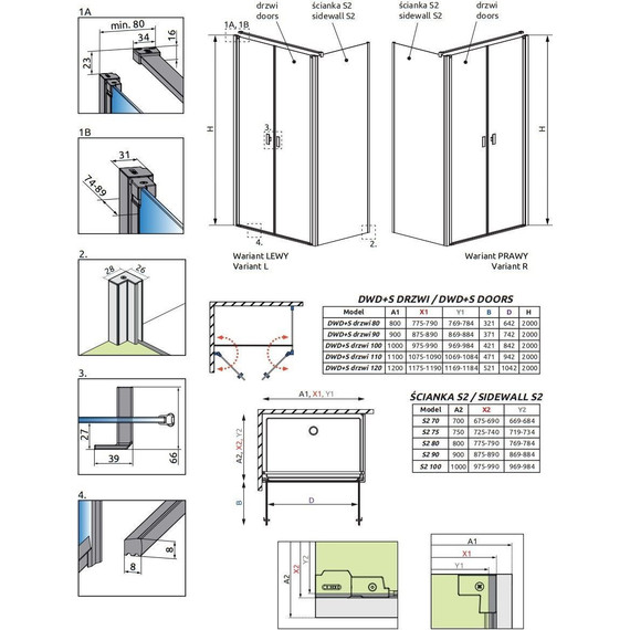 Душевое ограждение Radaway Nes 8 Black DWD+S 110x75 см (стекло 8 мм), черный/прозрачное - фото 6