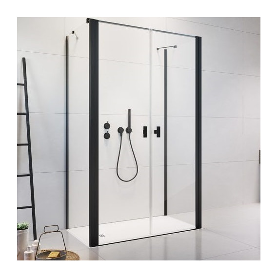 Душевое ограждение Radaway Nes 8 Black DWD+2S 110x70 см (стекло 8 мм), черный/прозрачное - фото 
