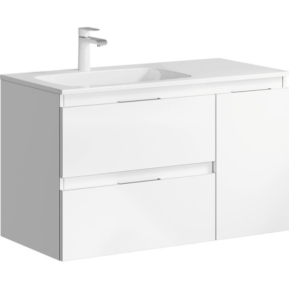 Тумба подвесная с раковиной Aqwella Accent 90 см ACC0109LW, белый, Цвет фасада: белый - фото 