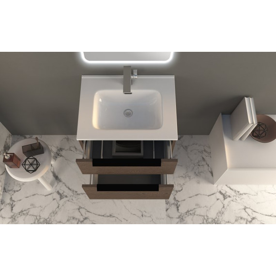 Тумба подвесная с раковиной Cezares Urban 60 см 55155, Frassino scuro - фото 3