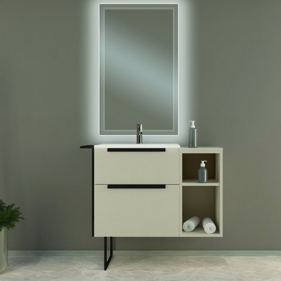 Тумба подвесная с раковиной Cezares Urban 60 см 55156, Spatolato bianco - фото 2