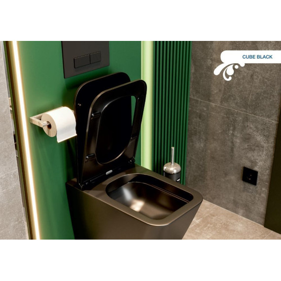 Унитаз подвесной безободковый Sole Cube 2 Black с крышкой микролифт, Цвет производителя: чёрный - фото 8