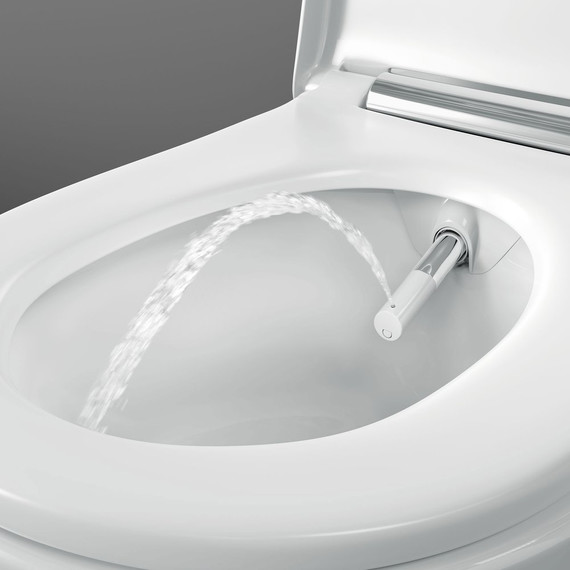 Унитаз-биде подвесной безободковый Geberit AquaClean Sela 146.224.11.1 с крышкой микролифт (панель - белая) - фото 9