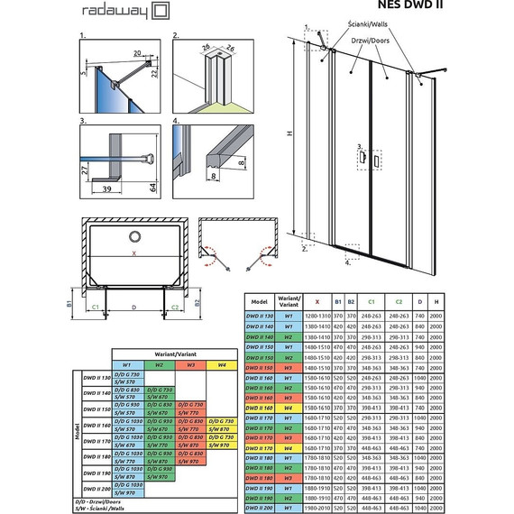 Душевая дверь Radaway Nes Black DWD II 170 см W2, черный/прозрачное - фото 7