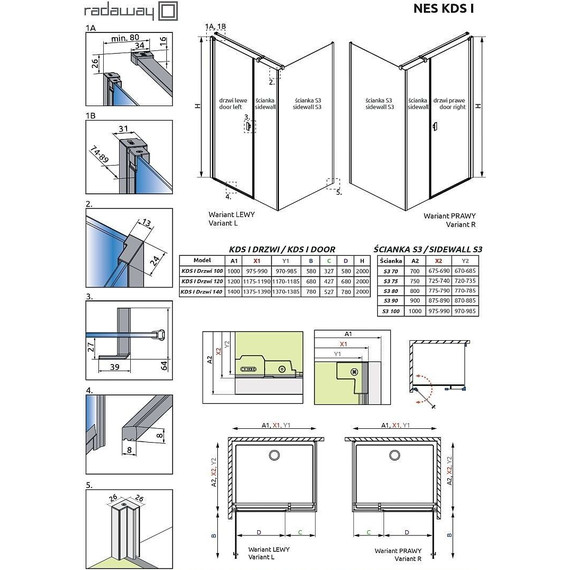 Душевое ограждение Radaway Nes Black KDS I 140x100 см L, черный/прозрачное - фото 7