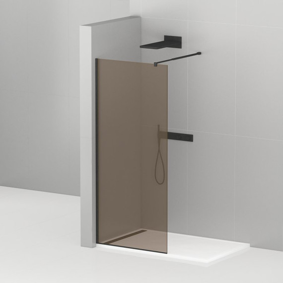 Душевая перегородка Cezares 110 см LIBERTA-L-1-110-BR-NERO (телескопический кронштейн, стекло 8 мм) черный/бронза - фото 