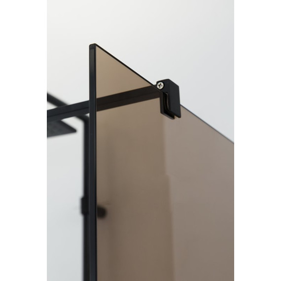 Душевая перегородка Cezares 80 см LIBERTA-L-1-80-BR-NERO (телескопический кронштейн, стекло 8 мм) черный/бронза - фото 4