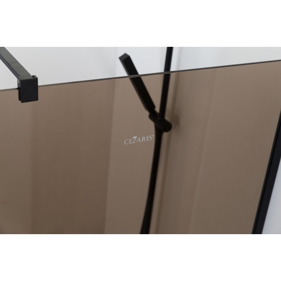Душевая перегородка Cezares 100 см LIBERTA-L-1-100-BR-NERO (телескопический кронштейн, стекло 8 мм) черный/бронза - фото 5