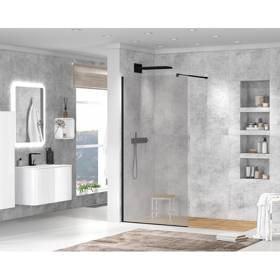 Душевая перегородка Cezares 110 см LIBERTA-L-1-110-GR-NERO (телескопический кронштейн, стекло 8 мм) черный/тонированное - фото 2