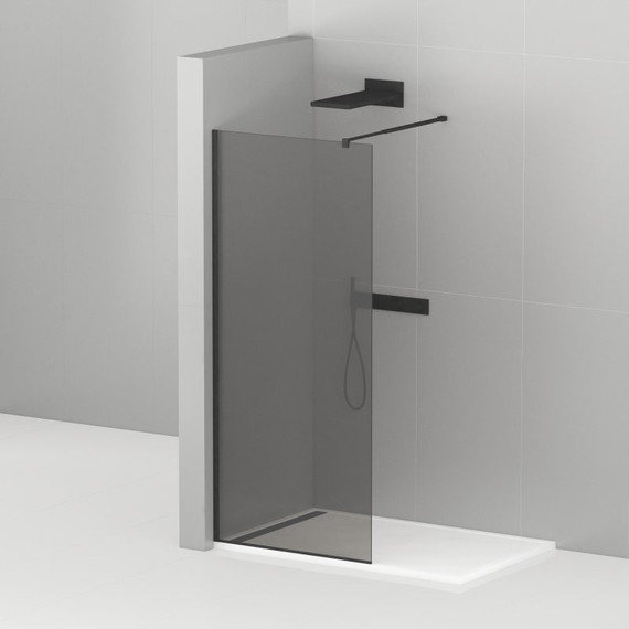 Душевая перегородка Cezares 110 см LIBERTA-L-1-110-GR-NERO (телескопический кронштейн, стекло 8 мм) черный/тонированное - фото 