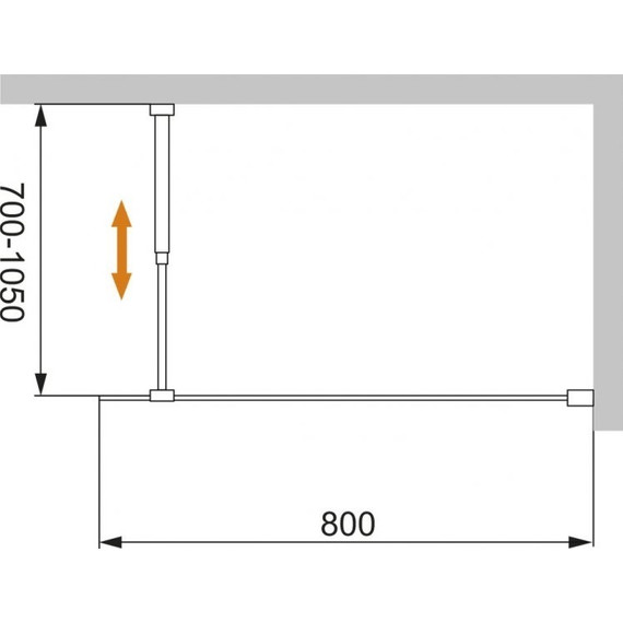 Душевая перегородка Cezares 80 см LIBERTA-L-1-80-GR-NERO (телескопический кронштейн, стекло 8 мм) черный/тонированное - фото 7