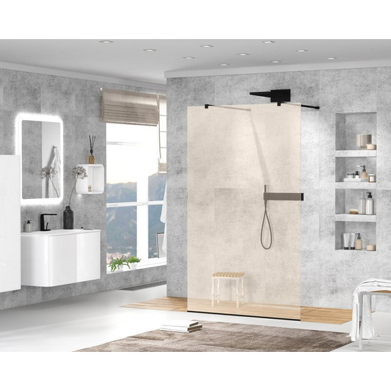 Душевая перегородка Cezares 100 см LIBERTA-L-2-100-BR-NERO (телескопические кронштейны, стекло 8 мм) черный/бронза - фото 2