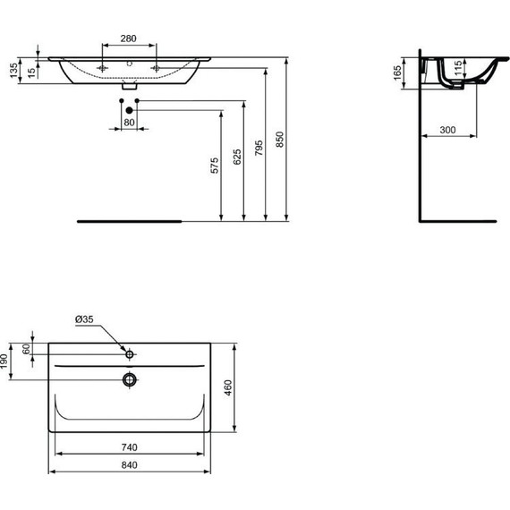 Раковина подвесная Ideal Standard Connect Air 84 см E0279V3, черный матовый - фото 4
