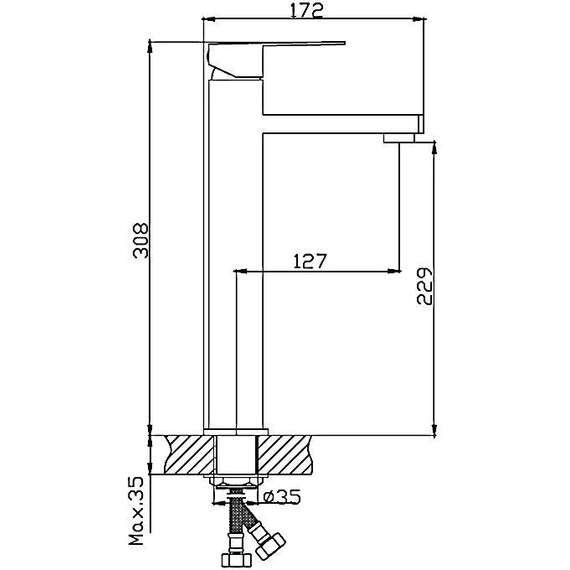 Смеситель для раковины высокий Haiba HB11803, нержавеющая сталь - фото 2