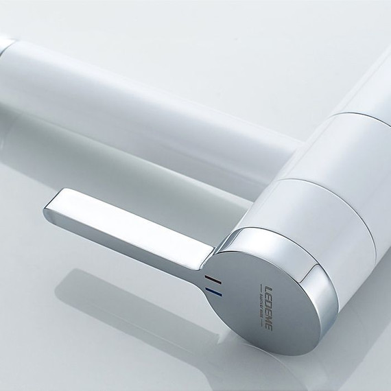 Смеситель для раковины высокий Ledeme L1152-2, белый/хром - фото 5