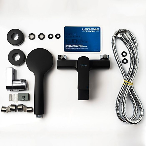 Смеситель для ванны Ledeme L3275B, черный - фото 4