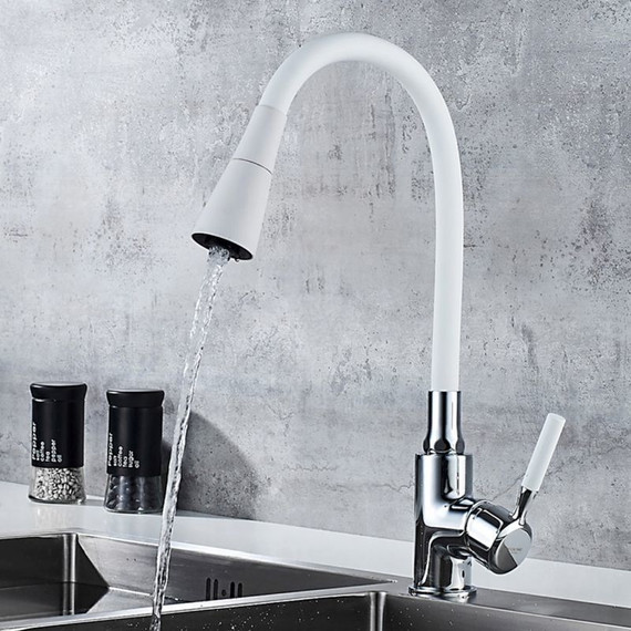 Смеситель для кухни Ledeme L4199-3, белый/хром - фото 4