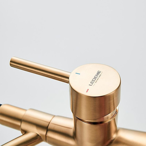 Смеситель для кухни Ledeme L4855Y-2, черный/золотой сатин - фото 4