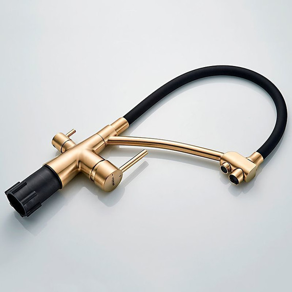 Смеситель для кухни Ledeme L4855Y-2, черный/золотой сатин - фото 7