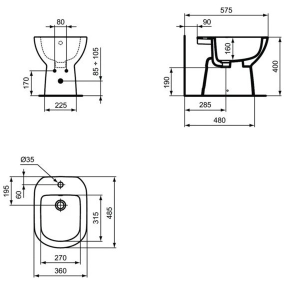 Биде напольное Ideal Standard Tempo T510201 - фото 4