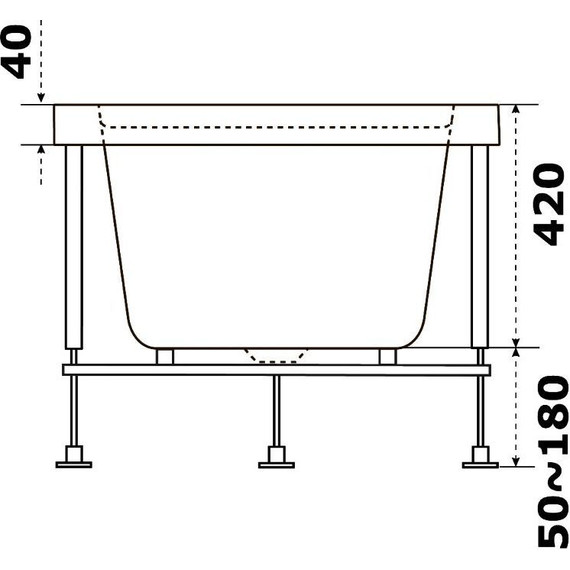 Ванна акриловая Bas Аякс 170х75 см (на каркасе), Размер - мм: 1700х750 - фото 6