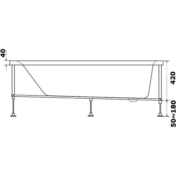 Ванна акриловая Bas Аякс 170х75 см (на каркасе), Размер - мм: 1700х750 - фото 7