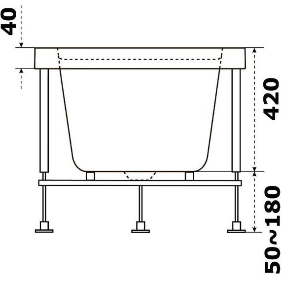 Ванна акриловая Bas Аякс 150х75 см (на каркасе), Размер - мм: 1500х750 - фото 5