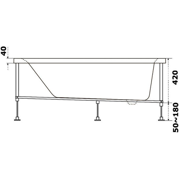 Ванна акриловая Bas Аякс 150х75 см (на каркасе), Размер - мм: 1500х750 - фото 6