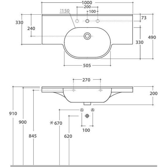 Раковина подвесная Globo Mode 100 см ME100BI*1 - фото 6