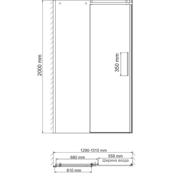 Душевая дверь WasserKraft Alme 130 см 15R30 (стекло 8 мм), хром/прозрачное - фото 13