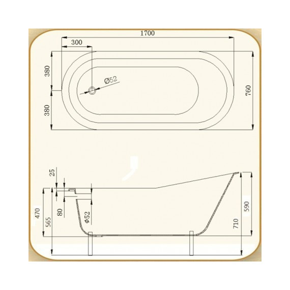 Ванна отдельностоящая Magliezza Gracia DO 170x76 см (ножки золото) - фото 9