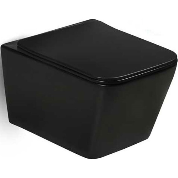 Унитаз подвесной безободковый Vincea Q-Line VT1-12MB с крышкой микролифт, черный матовый, Цвет производителя: чёрный матовый - фото 