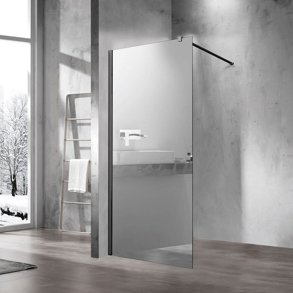 Душевая перегородка Vincea Walk-In 90 см VSW-1H900MRB (стекло 8 мм) с кронштейном в комплекте, черный/зеркальное - фото 