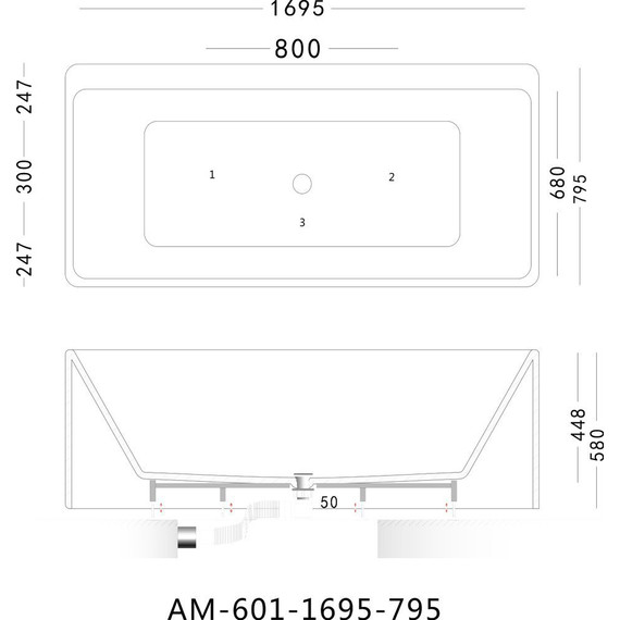 Ванна акриловая Art&Max 179x79 см AM-601-1795-795 - фото 5