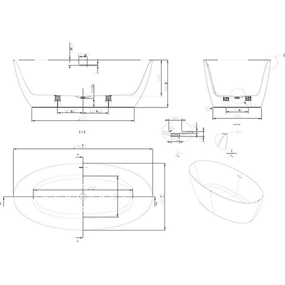 Ванна отдельностоящая Art&Max Bologna 170x82 см AM-BOL-1700-820 - фото 4