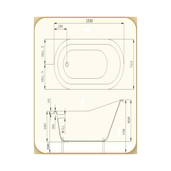 Ванна отдельностоящая Magliezza Beatrice BR 153x76 см (ножки бронза) - фото 6