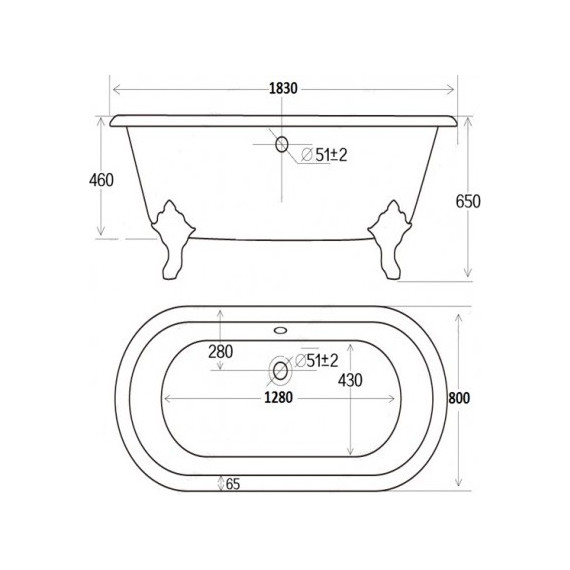 Ванна отдельностоящая Magliezza Patricia CR 183x80 см (ножки хром) - фото 6