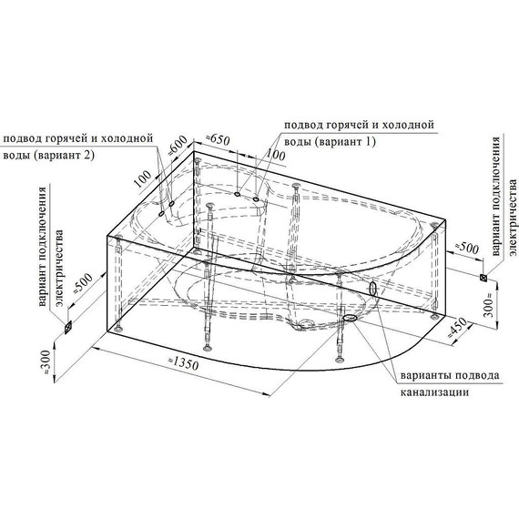 Ванна акриловая Радомир Ирма 1 169x110 см L (в комплекте каркас), Размер - мм: 1690х1100 - фото 10