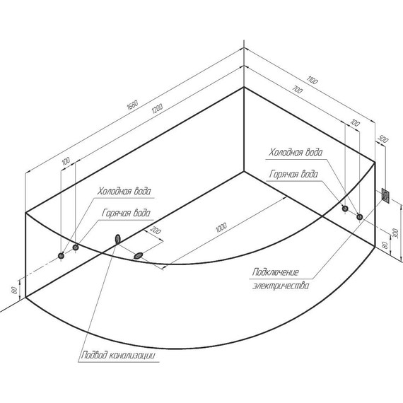 Ванна гидромассажная Радомир Алари 168x120 см L (Гидромассаж "Классик") - фото 3