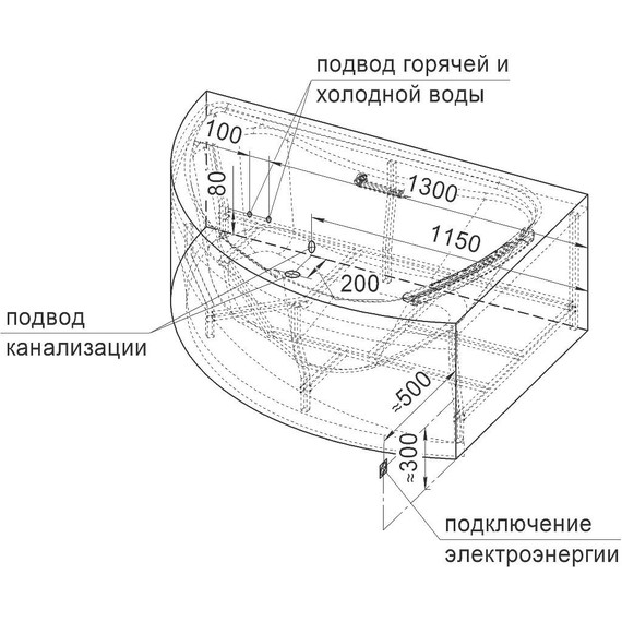Ванна акриловая Радомир Альбена 168x120 см L (в комплекте каркас и сифон) - фото 7