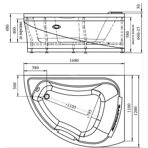 Ванна гидромассажная Радомир Альбена 168x120 см L (Гидромассаж "Терапия" Gold) - фото 2