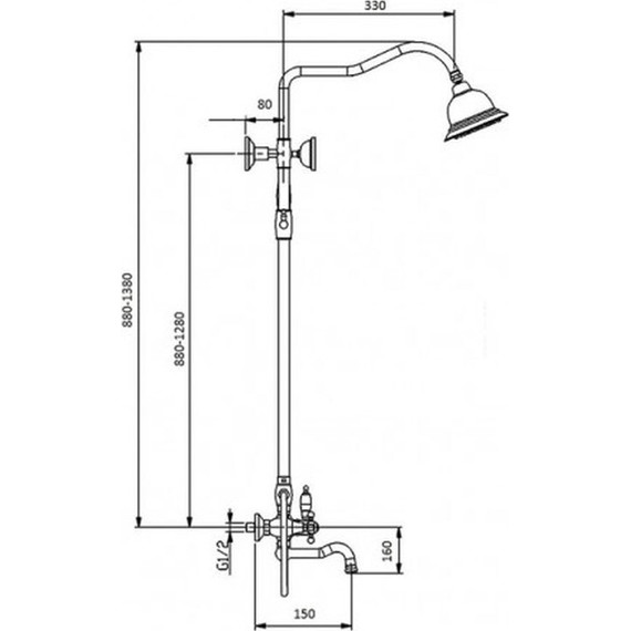Душевая стойка Magliezza Bianco 1302-cr (верхний душ 200 мм) - фото 3