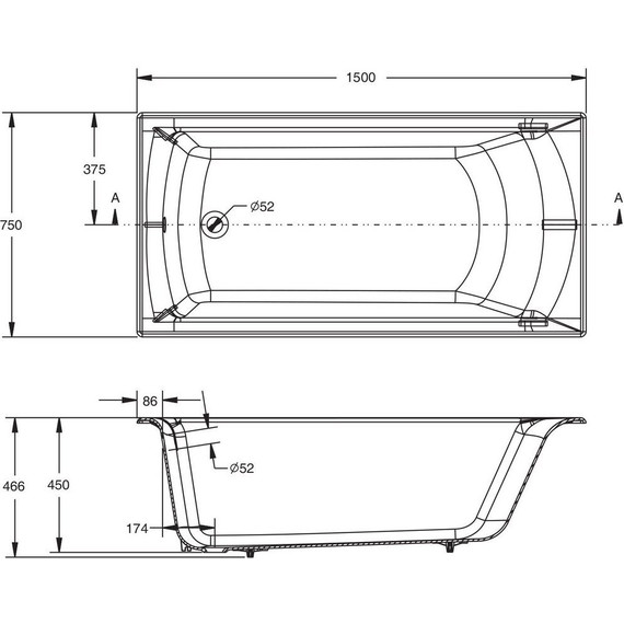Ванна чугунная Jacob Delafon Biove 150х75 см E6D903-0 - фото 4
