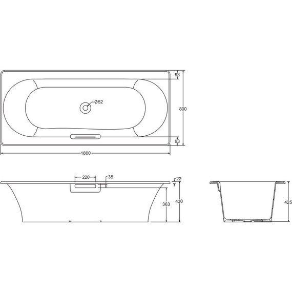 Ванна чугунная Jacob Delafon Volute 180х80 см E6D900-0 - фото 4
